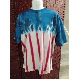 Vintage 90s Sundog Tie Dye T Shirt Single Stitch USA Red White Blue XXL